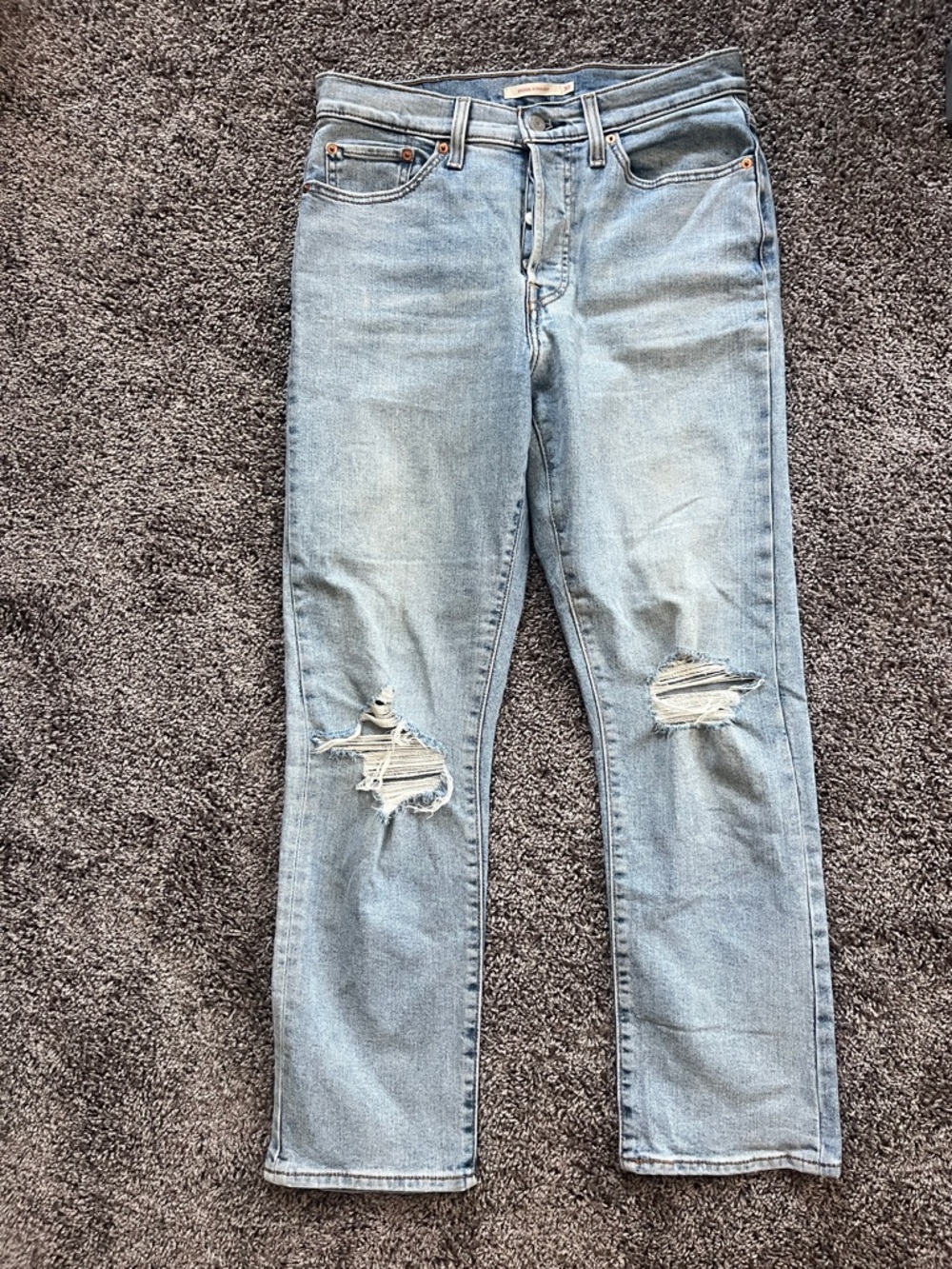 Levi's Light Blue Straight Leg Distressed Jeans